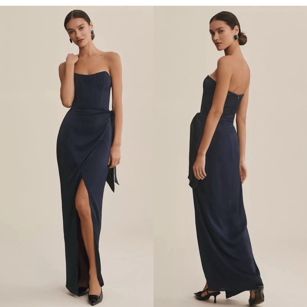 V. Chapman June navy corset wrap dress